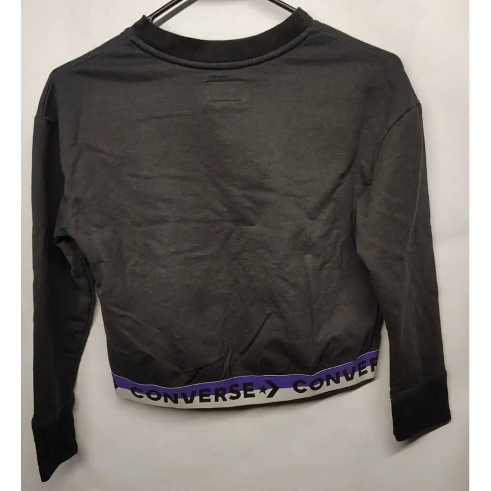 Converse Wordmark Black Crew Sweat Shirt Size L 12-13yrs Girl's‎ Crop